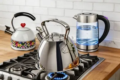 Kettles 3pcs including stainless steel and electric glass kettle